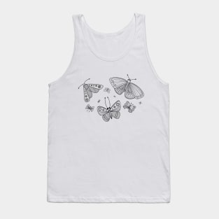 Butterflies line art black Tank Top